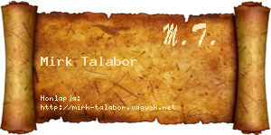 Mirk Talabor névjegykártya
